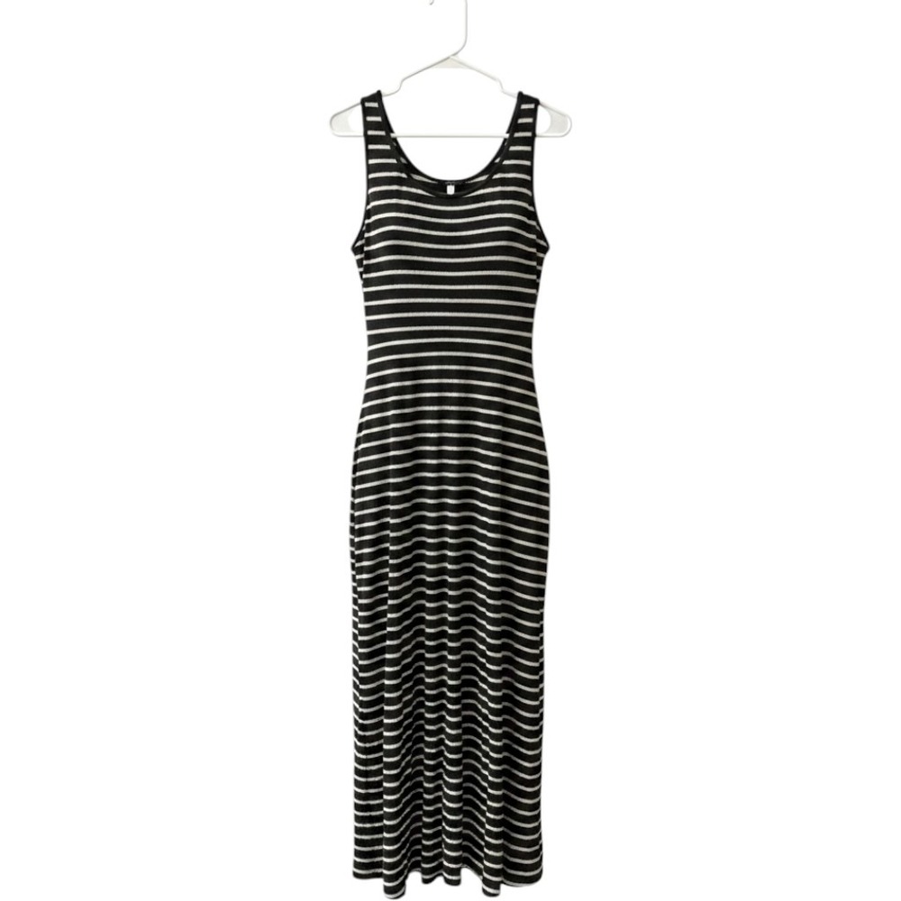 Suzanne Betro Black White Striped Sleeveless Maxi Dress Plus Size 4X Pockets